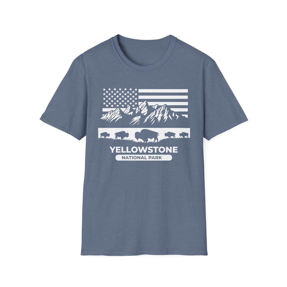 Yellowstone National Park T-shirt, Patriotic American Flag Wildlife Shirt